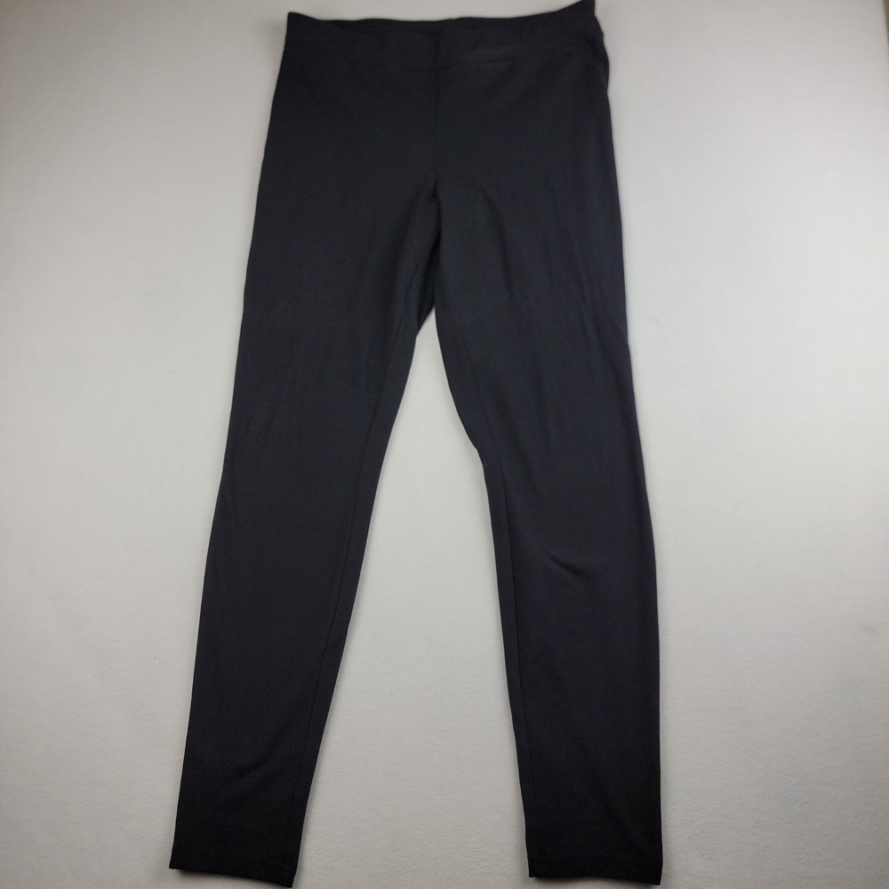 HUE Womens Black Cotton Blend Mid Rise Full Length Leggings Style 20481 Size M